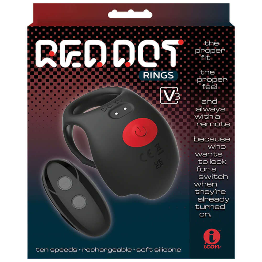 Red Dot Rings - V3 - USB Rechargeable Vibrating Cock & Ball Ring with Remote